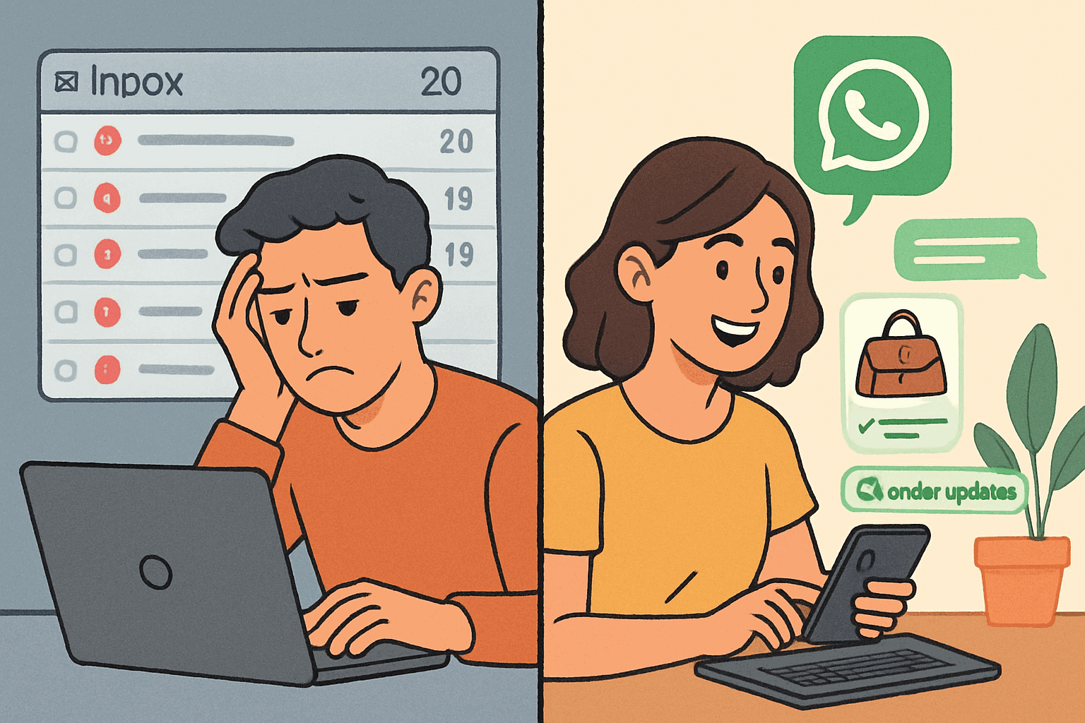 传统电商vs WhatsApp电商体验对比